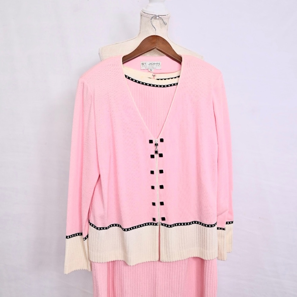 St. John Marie Grey Pink Jacket and Dress